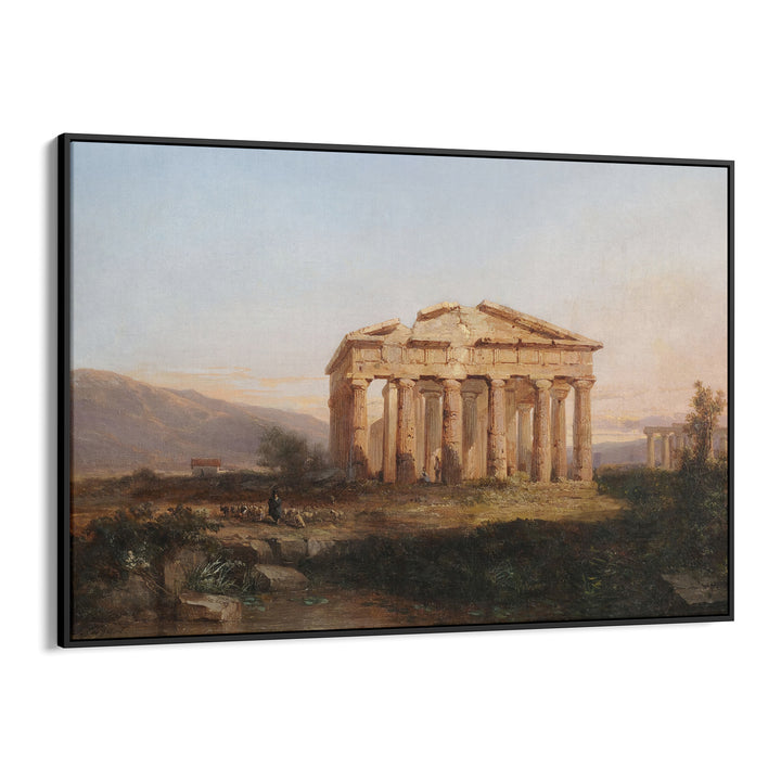 The Temples of Paestum by Jules Coignet, Framed Canvas