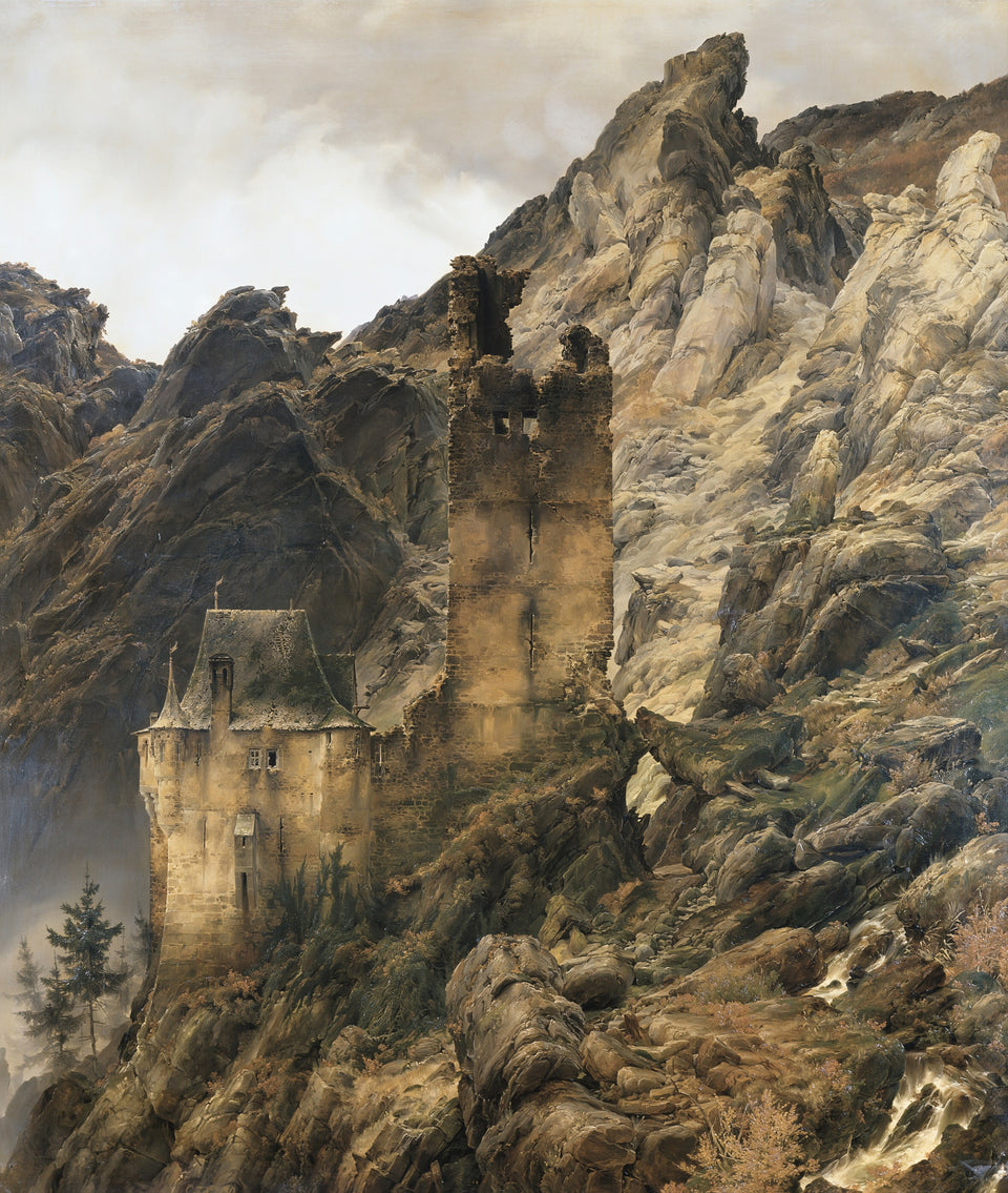 Rocky Landscape, Gorge with Ruins by Karl Friedrich Lessing