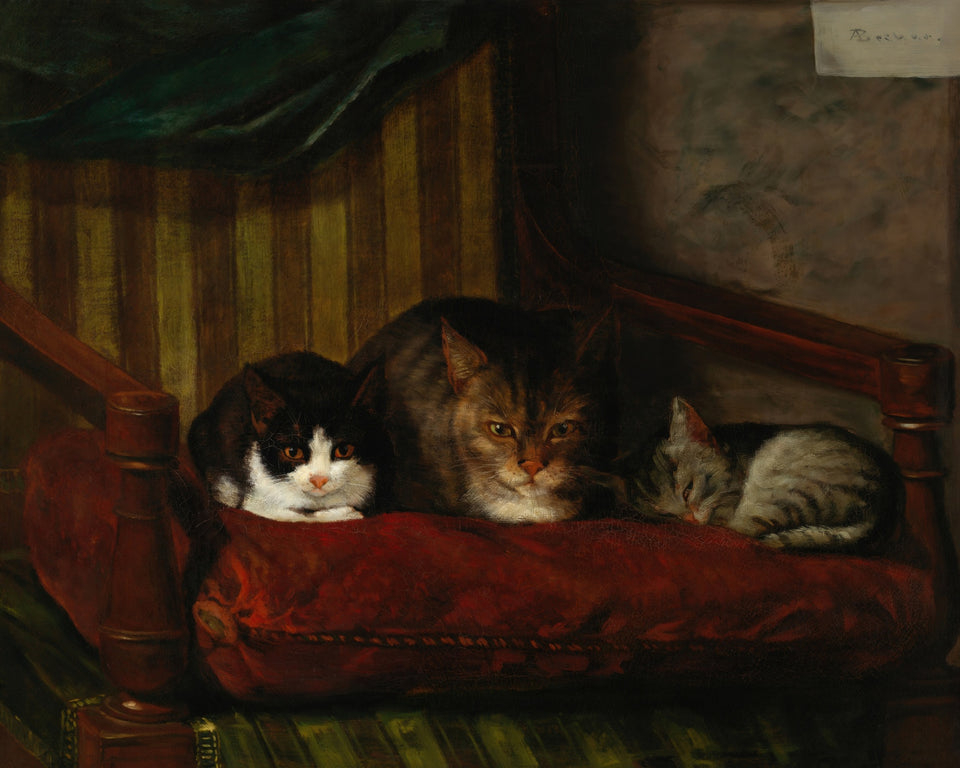 Cat with Kittens by Adolf von Becker
