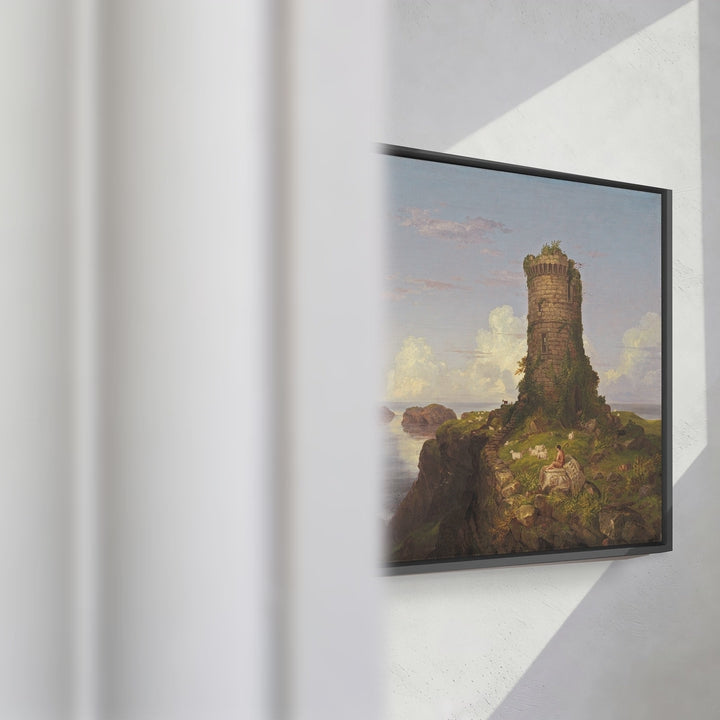 Format_Framed Canvas | Italian Coast Scene with Ruined Tower by Thomas Cole — framed canvas video mockup