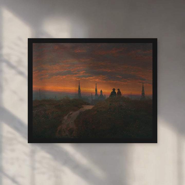 Format_Framed Art Print | View of Dresden at Sunset by Carl Gustav Carus — Black Classic frame, room motion