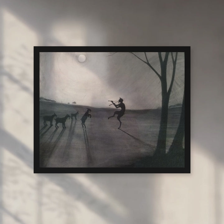 Format_Framed Art Print | Faun by Moonlight by Léon Spilliaert — Black Classic frame, room motion