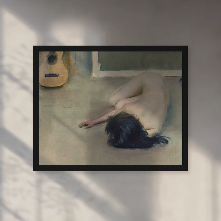 Format_Framed Art Print | Nude with a Guitar by Ramon Casas — Black Classic frame, room motion
