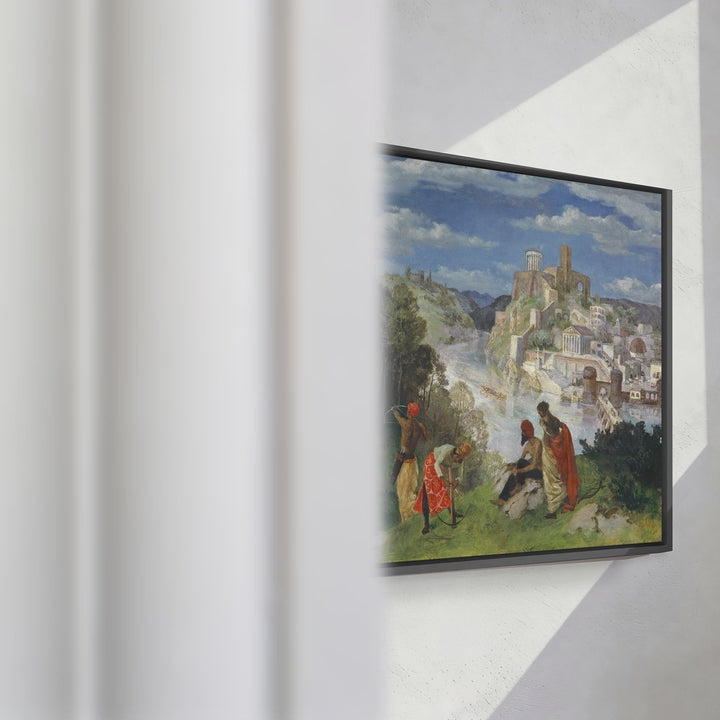 Format_Framed Canvas | Landscape with the Martyrdom of Saint Sebastian by Albert Welti — framed canvas video mockup