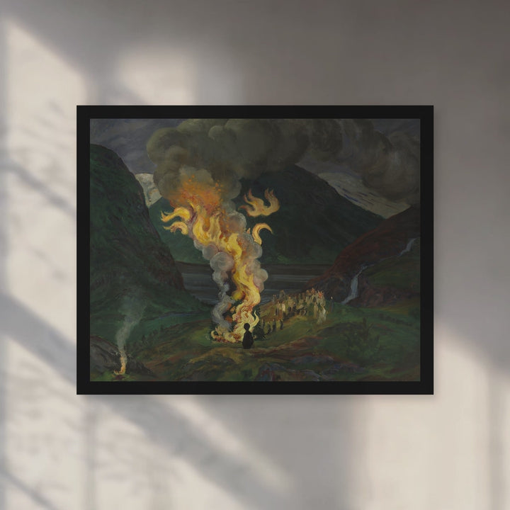 Format_Framed Art Print | Midsummer Bonfire by Nikolai Astrup — Black Classic frame, room motion