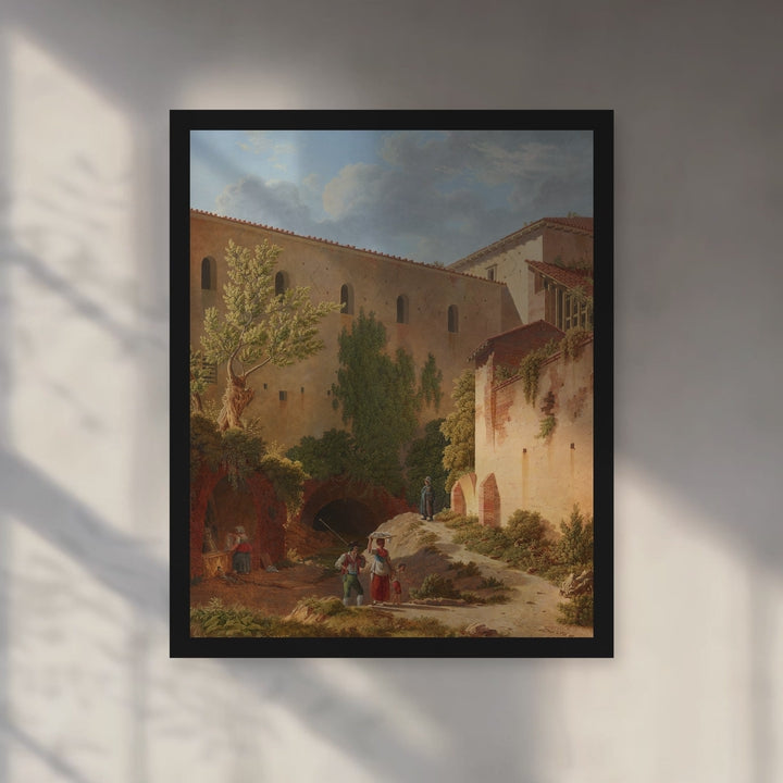 Format_Framed Art Print | Roman Buildings with a View of the Cloaca Maxima by Leo von Klenze — Black Classic frame, room motion