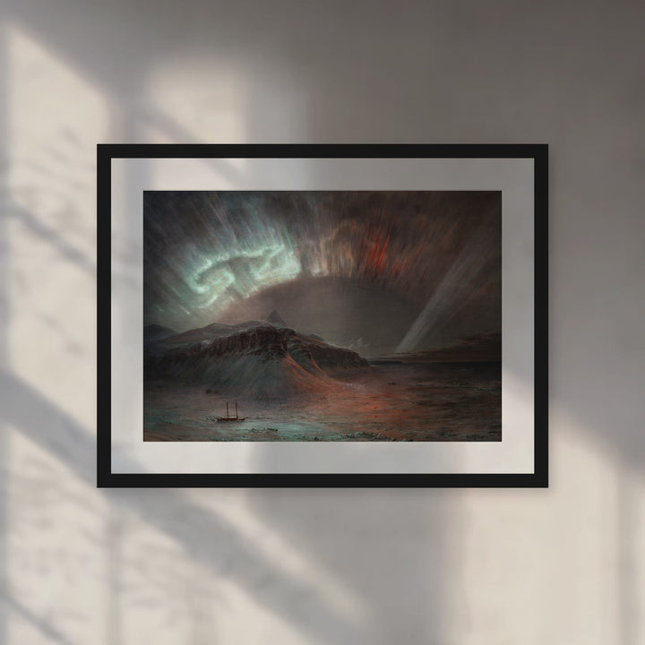 Format_Matted Fine Art Print | Aurora Borealis by Frederic Edwin Church - Black Classic frame with Snow white mat, room