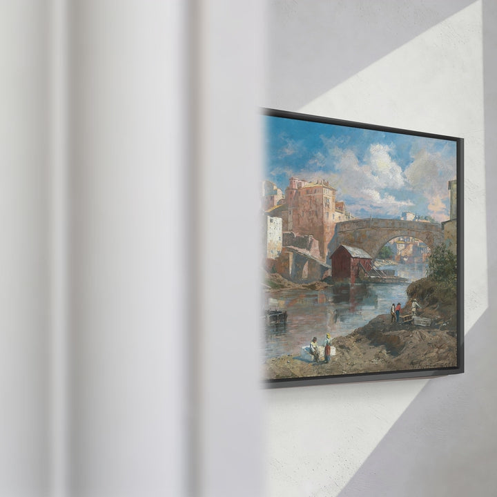 Format_Framed Canvas | Rome, Scene on the Tiber by Veronika Maria Herwegen-Manini — framed canvas video mockup