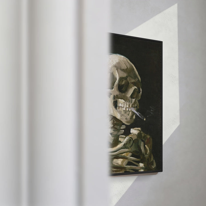 Format_Framed Canvas | Head of a Skeleton with a Burning Cigarette by Vincent van Gogh — framed canvas video mockup