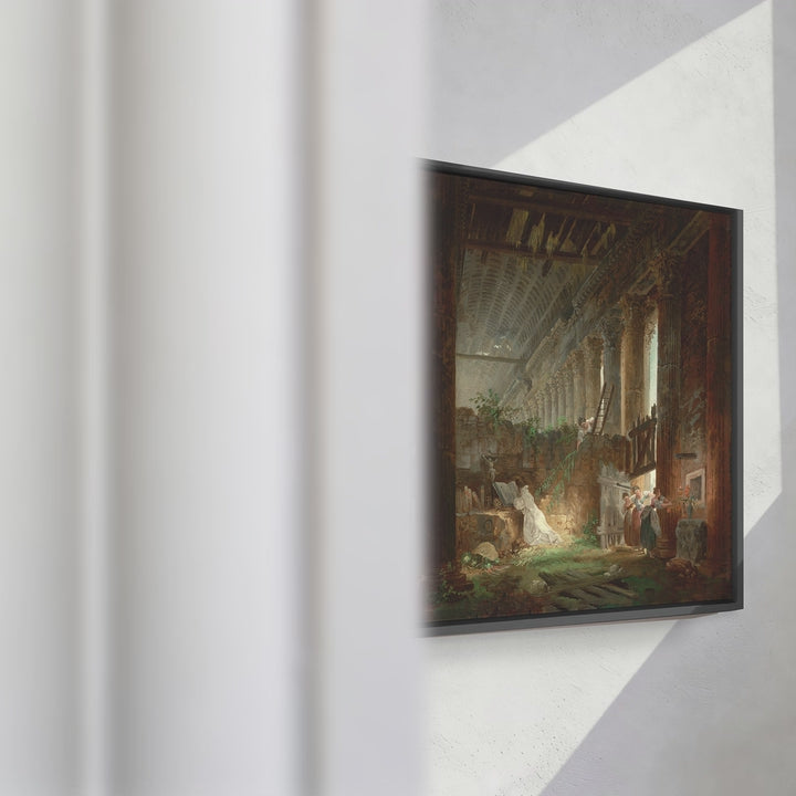 Format_Framed Canvas | A Hermit Praying in the Ruins of a Roman Temple by Hubert Robert — framed canvas video mockup