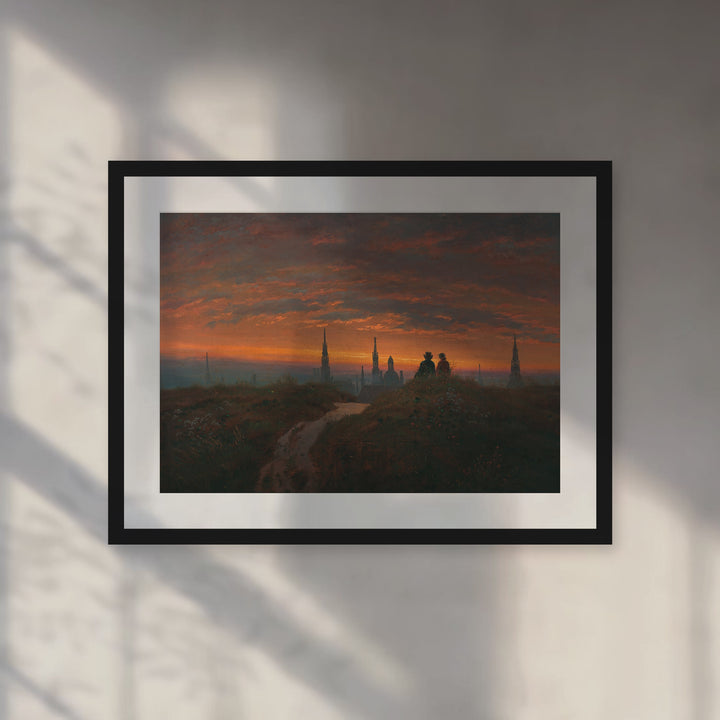 Format_Matted Fine Art Print | View of Dresden at Sunset by Carl Gustav Carus - Black Classic frame with Snow white mat, room