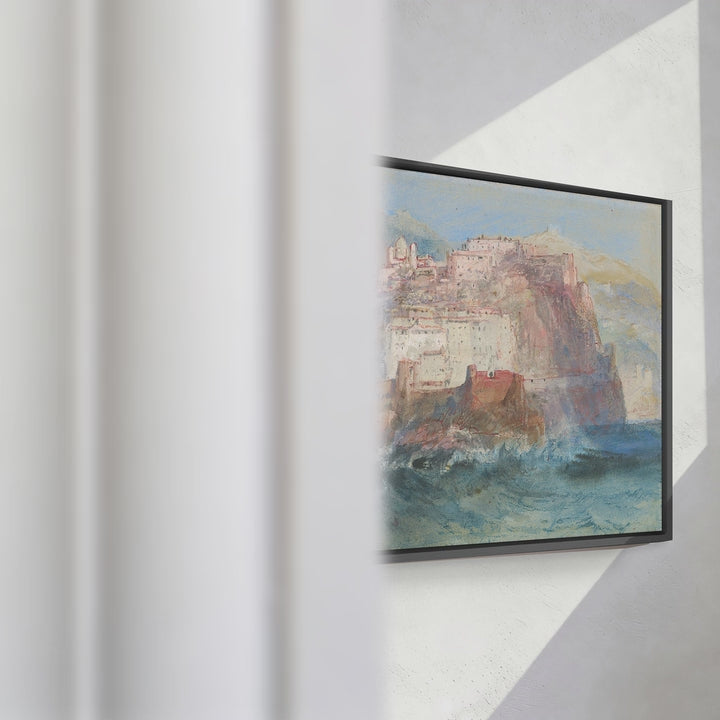 Format_Framed Canvas | Genoa, from the Sea, Looking up to the Church of Santa Maria Assunta in Carignano by Joseph Mallord William Turner — framed canvas video mockup