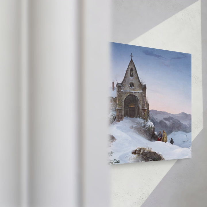 Format_Gallery Canvas | Chapel on a Mountain in Winter by Ernst Ferdinand Oehme — gallery wrapped canvas video mockup