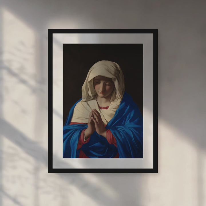 Format_Matted Fine Art Print | The Virgin in Prayer by Sassoferrato - Black Classic frame with Snow white mat, room