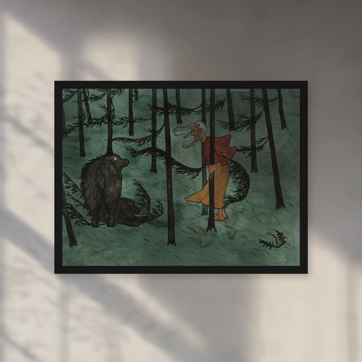 Format_Framed Art Print | Fear in the Woods by Hugo Simberg — Black Classic frame, room motion