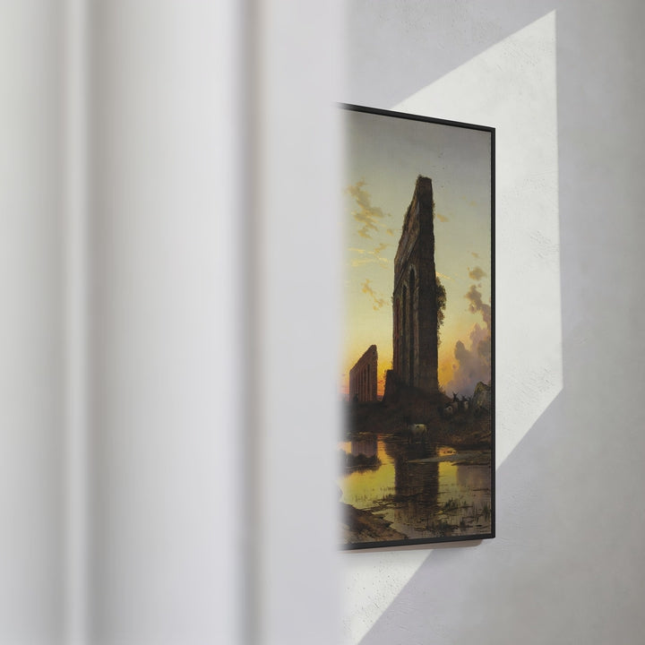 Format_Framed Canvas | Sunset by the Ruins by Hermann David Salomon Corrodi — framed canvas video mockup