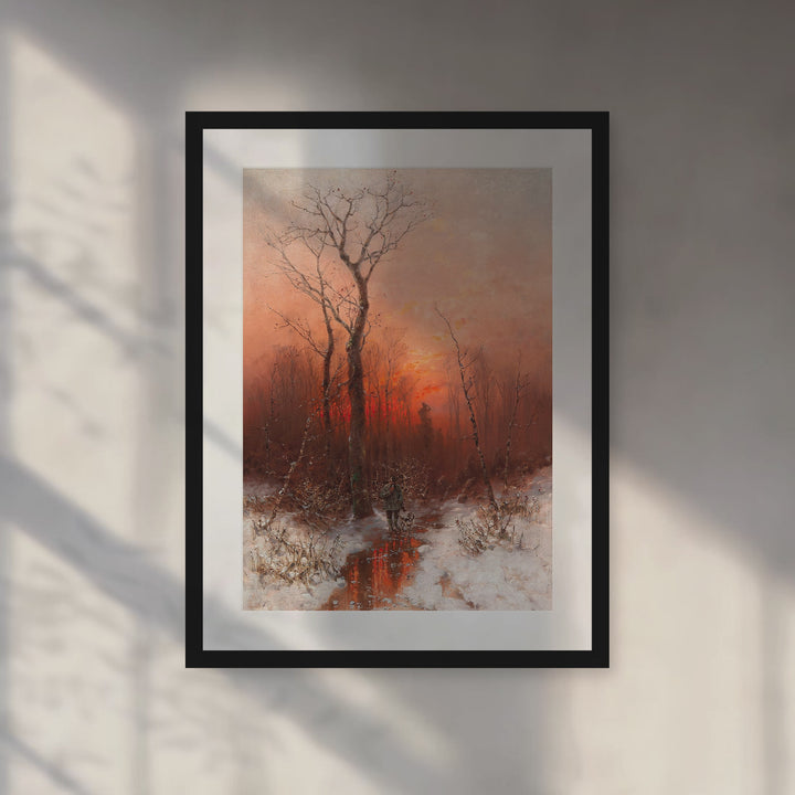 Format_Matted Fine Art Print | Returning Home at Sunset by Désiré Thomassin - Black Classic frame with Snow white mat, room