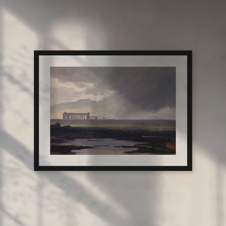 Format_Matted Fine Art Print | The Temples at Paestum in the Rain by Johann Jakob Frey - Black Classic frame with Snow white mat, room