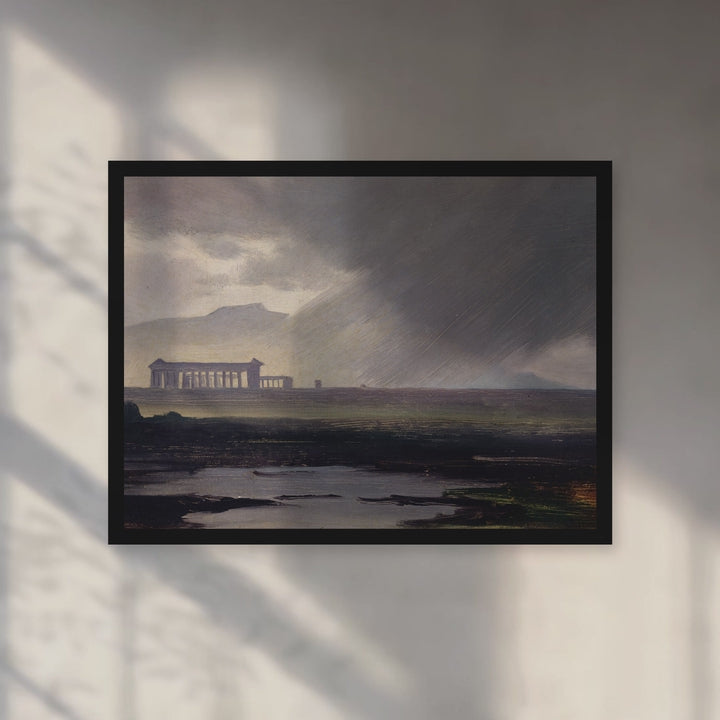 Format_Framed Art Print | The Temples at Paestum in the Rain by Johann Jakob Frey — Black Classic frame, room motion
