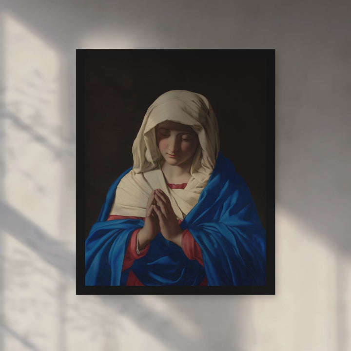 Format_Framed Art Print | The Virgin in Prayer by Sassoferrato — Black Classic frame, room motion