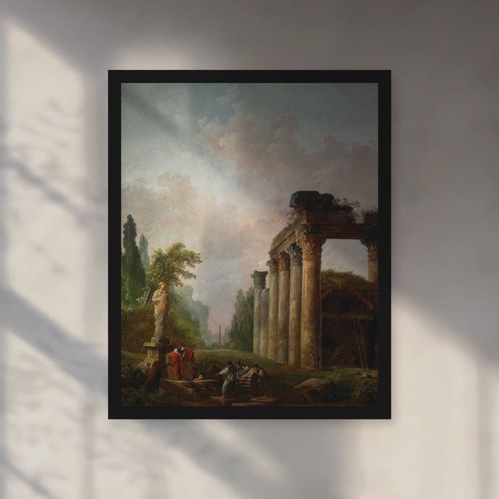 Format_Framed Art Print | The Ruin by Hubert Robert — Black Classic frame, room motion