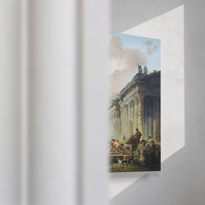 Format_Gallery Canvas | Imaginary View of Rome with Equestrian Statue of Marcus Aurelius, the Column of Trajan and a Temple by Hubert Robert — gallery wrapped canvas video mockup