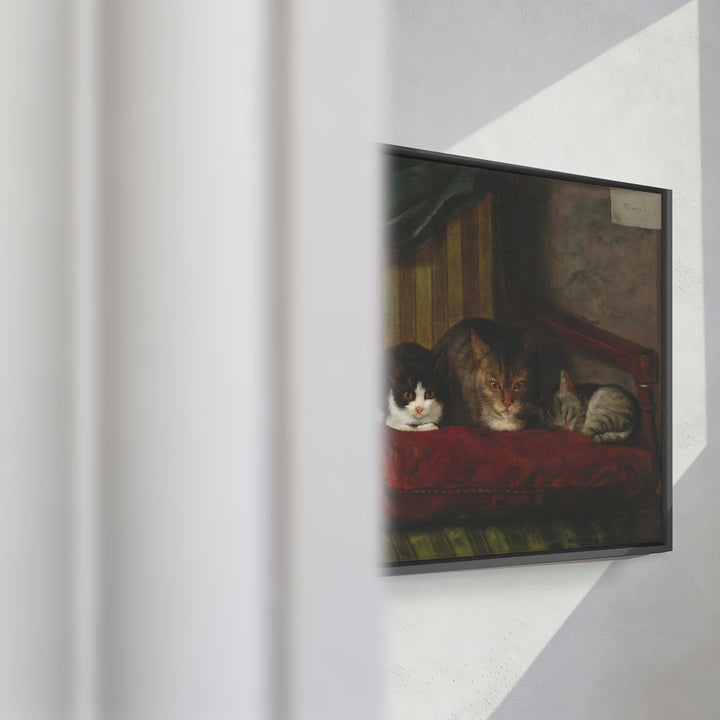 Format_Framed Canvas | Cat with Kittens by Adolf von Becker — framed canvas video mockup