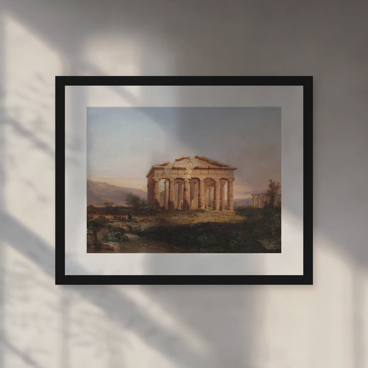 Format_Matted Fine Art Print | The Temples of Paestum by Jules Coignet - Black Classic frame with Snow white mat, room
