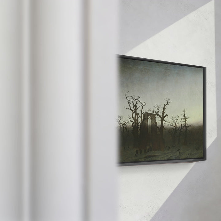 Format_Framed Canvas | The Abbey in the Oakwood by Caspar David Friedrich — framed canvas video mockup