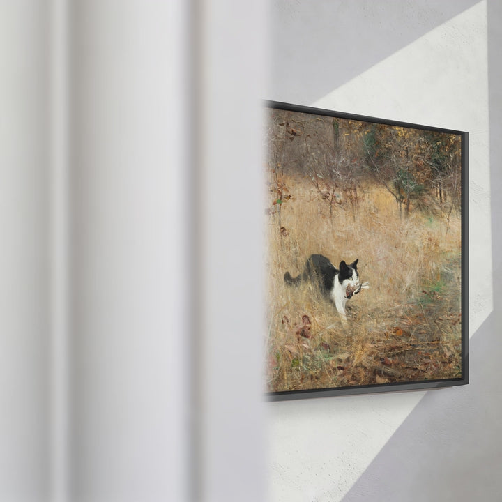 Format_Framed Canvas | Cat Hunting Birds by Bruno Liljefors — framed canvas video mockup
