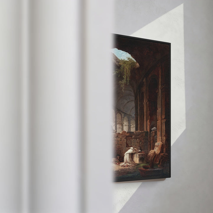 Format_Framed Canvas | Hermit in the Colosseum by Hubert Robert — framed canvas video mockup
