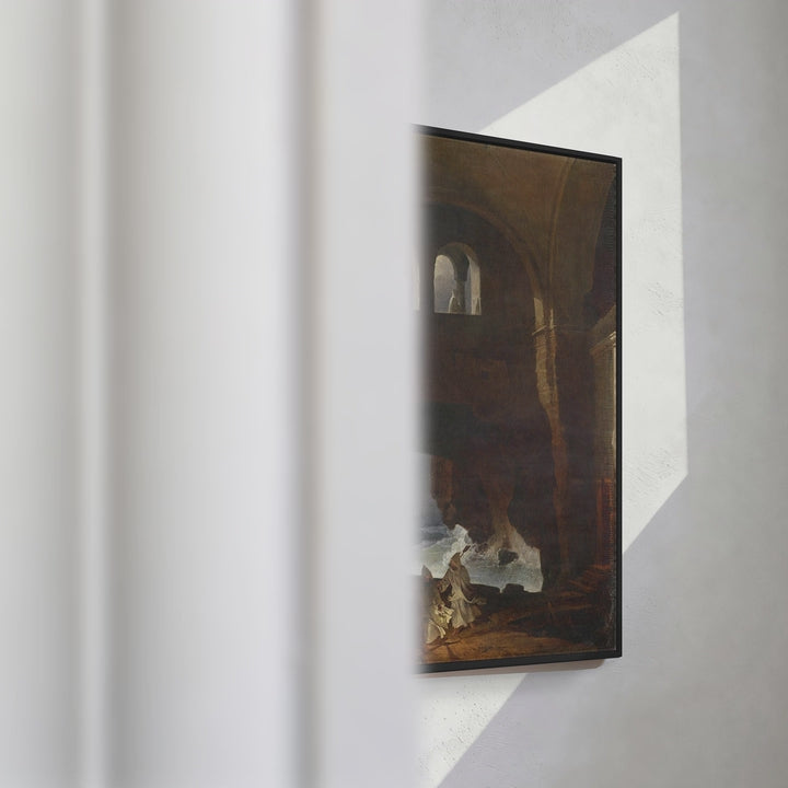 Format_Framed Canvas | Monks in a Monastery Courtyard by Franz Ludwig Catel — framed canvas video mockup