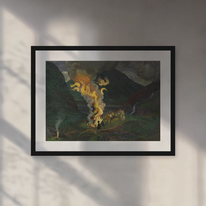 Format_Matted Fine Art Print | Midsummer Bonfire by Nikolai Astrup — Black Classic frame, Snow white mount, room
