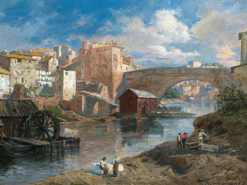Rome, Scene on the Tiber by Veronika Maria Herwegen-Manini