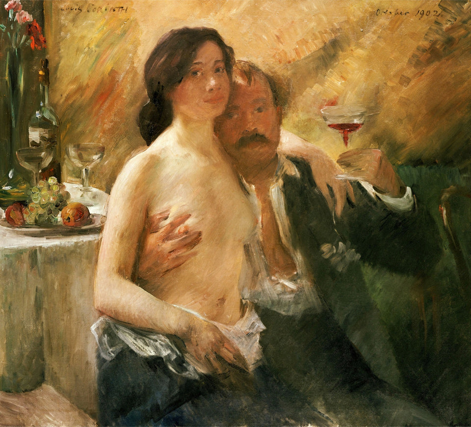Self-Portrait with His Wife and a Glass of Champagne by Lovis Corinth