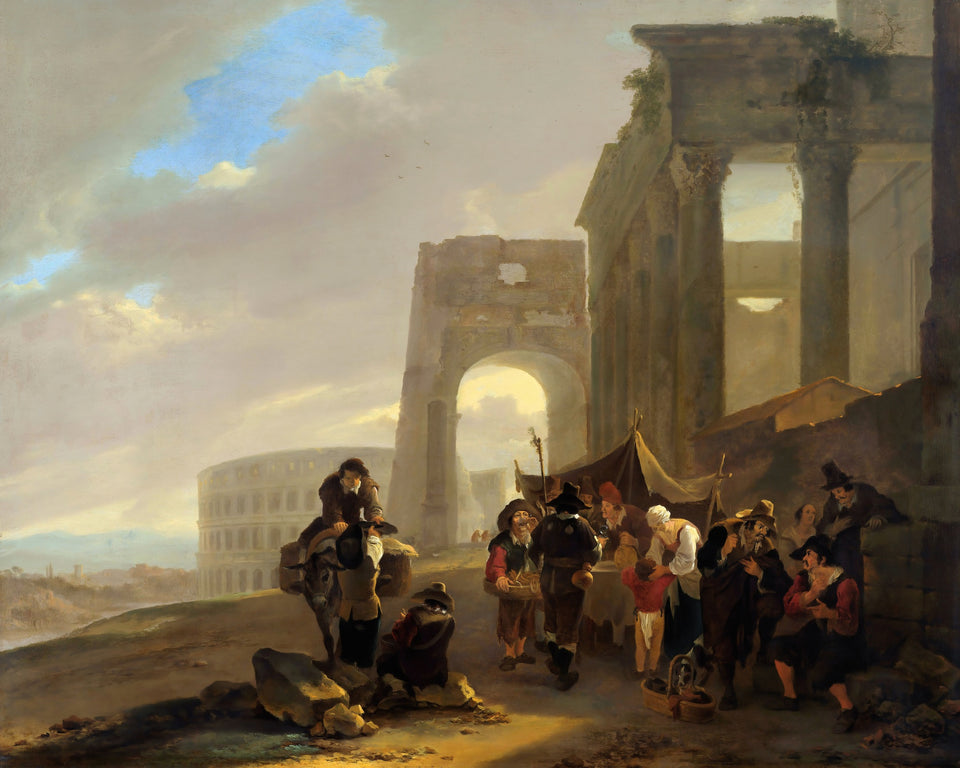 Street Scene Placed among Roman Ruins by Jan Both