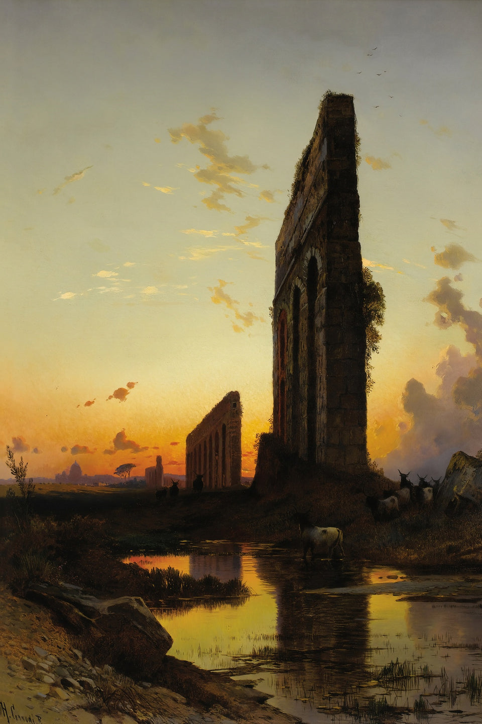 Sunset by the Ruins by Hermann David Salomon Corrodi